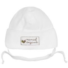 Czapka niemowlęca, wiązana, bawełna organiczna, biała, NaNaf Organic