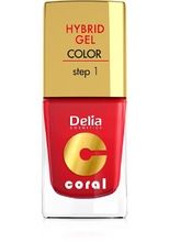 Delia Cosmetics, Coral Hybrid Gel, emalia do paznokci nr 01 czerwony, 11 ml