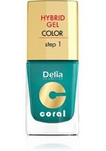 Delia Cosmetics, Coral Hybrid Gel, emalia do paznokci nr 10 metaliczna zieleń, 11 ml