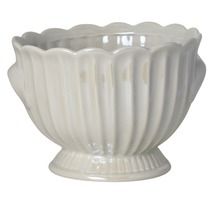 Doniczka ceramiczna, beżowa, duża, 23-23-17 cm