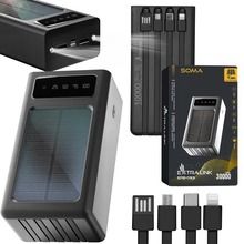 Extralink, EPB-093 30000mAh, powerbank, Solar, USB-C, czarny