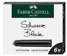 Faber-Castell, naboje atramentowe, krótkie, czarne, 6 szt.