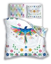 Folk, Kolorowy Ptak, 3-częściowy komplet pościeli, 220-200 cm