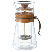 Hario, zaparzacz do kawy Cafe Press Double Glass Olive Wood, 600 ml