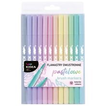 Kidea, flamastry dwustronne pastelowe b brush, 12 kolorów