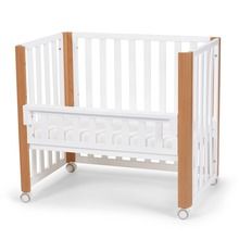 Kinderkraft, Koya, łóżeczko niemowlęce z funkcją kojca + materac, white
