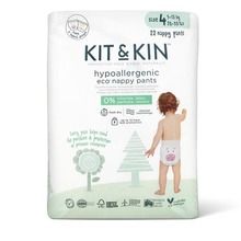 Kit & Kin, biodegradowalne pieluchomajtki, Nappy Pants, rozmiar 4, 9-15 kg, hippo i leopard, 22 szt.