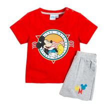 Komplet chłopięcy, T-shirt, Szorty, czerwono-szare, Myszka Miki
