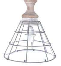 Lampa drewniano-metalowa, szklany klosz stożek, 19-19-34 cm