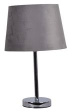 Lampa metalowa srebrna z welurowym szarym abażurem, 51.5-39.5-30 cm