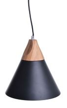 Lampa wisząca, czarna z drewnem, 23-24 cm