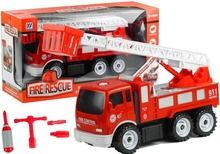Lean Toys, wóz strażacki z drabiną + narzędzia, pojazd