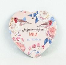 Magnes ceramiczny, Najcudowniejsza babcia na świecie, serce, różowy