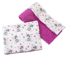 Medi Partners, Miś Teddy, kołdra z poduszką, minky, różowa, 75-100 cm