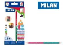 Milan, kredki trójkątne dwustronne, dwukolorowe, 24 kolory