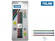 Milan, ołówki trójkątne z gumką, 4 szt.
