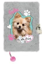 My little friend, pamiętnik z kłódką, włochacz, A5, pink dog