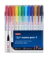 Name Pen, pisaki dwustronne permanentne, 12 kolorów