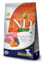 N&D Pumpkin, karma bezzbożowa dla szczeniąt, rasy małe, jagnięcina i borówka, 7 kg