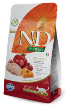 N&D Pumpkin, karma dla kotów dorosłych po kastracji, przepiórka, dynia i granat, 300 g