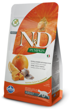N&D Pumpkin, karma dla kotów dorosłych, śledź, dynia i pomarańcz, 300 g