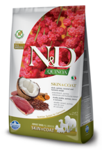 N&D Quinoa, Skin & Coat, karma dla psów dorosłych, kaczka, quinoa, kokos i kurkuma, 7 kg