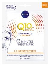 Nivea, Q10 Plus C, maska w płacie 10-minutowa Anti-Wrinkle + Energy, 1 szt.