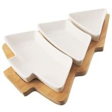 Orion, porcelanowe miseczki na przekąski, białe na tacy, 28 cm, 4 elementy