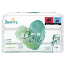 Pampers, Aqua Pure, chusteczki nawilżane, 3-48 szt.