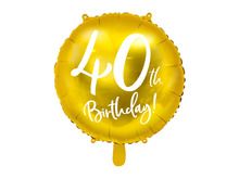 PartyDeco, balon foliowy, 40th Birthday, 45 cm, złoty