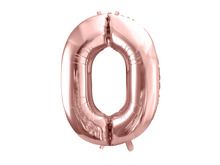 PartyDeco, balon foliowy, w kształcie cyfry 0,86 cm, różowe złoto