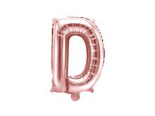 PartyDeco, balon foliowy, w kształcie litery D, 35 cm, różowe złoto