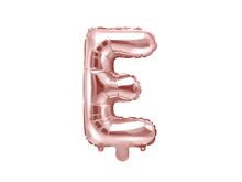 PartyDeco, balon foliowy, w kształcie litery E, 35 cm, różowe złoto