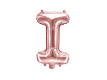 PartyDeco, balon foliowy, w kształcie litery I, 35 cm, różowe złoto