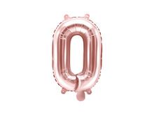 PartyDeco, balon foliowy, w kształcie litery O, 35 cm, różowe złoto