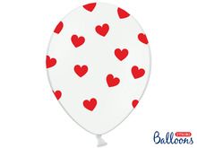 PartyDeco, balony lateksowe, serca, białe, 30 cm, 6 szt.