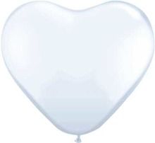 PartyDeco, balony, w kształcie serca, białe, 23 cm, 100 szt.