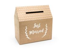 PartyDeco, pudełko na koperty, Just Married, kraft, 30-30,5-16,5 cm