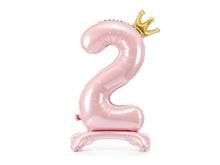 PartyDeco, stojący balon foliowy, cyfra "2", 84 cm, jasny różowy, 1 szt.