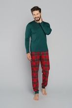 Piżama męska, zielono-czerwona, Narwik, Italian Fashion