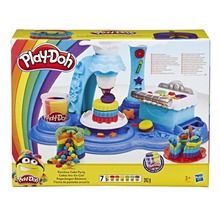 Play-Doh, Tęczowe Ciasto z niespodzianką, 7 tub i akcesoria, zestaw kreatywny