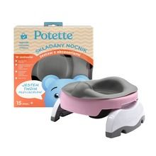 Potette Plus, zestaw, nocnik, akcesoria, biało-różowy