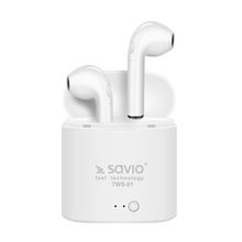Savio, słuchawki bezprzewodowe, białe, TWS-01