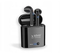 Savio, słuchawki bezprzewodowe, czarne, TWS-02