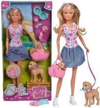 Steffi na spacerze z psami, lalka, 29 cm
