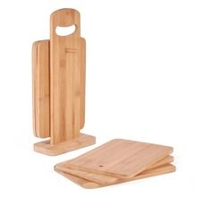 Tadar, drewniany zestaw 6 desek bambusowych + stojak, 22-15-0,8 cm