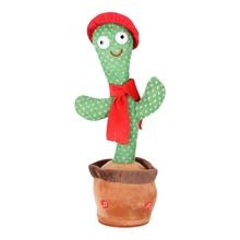 Tańczący kaktus, zabawka interaktywna, czerwony szalik i kapelusz