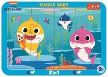 Trefl, Baby Shark, Baby, Wesołe Rekiny, puzzle ramkowe, 2 szt.