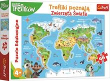 Trefl, Rodzina Treflików, Trefliki poznają zwierzęta świata, puzzle edukacyjne, 48 elementów
