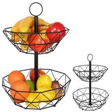 Vilde, koszyk na owoce i warzywa, metalowy, czarny, 2-poziomowy loft, 43 cm
